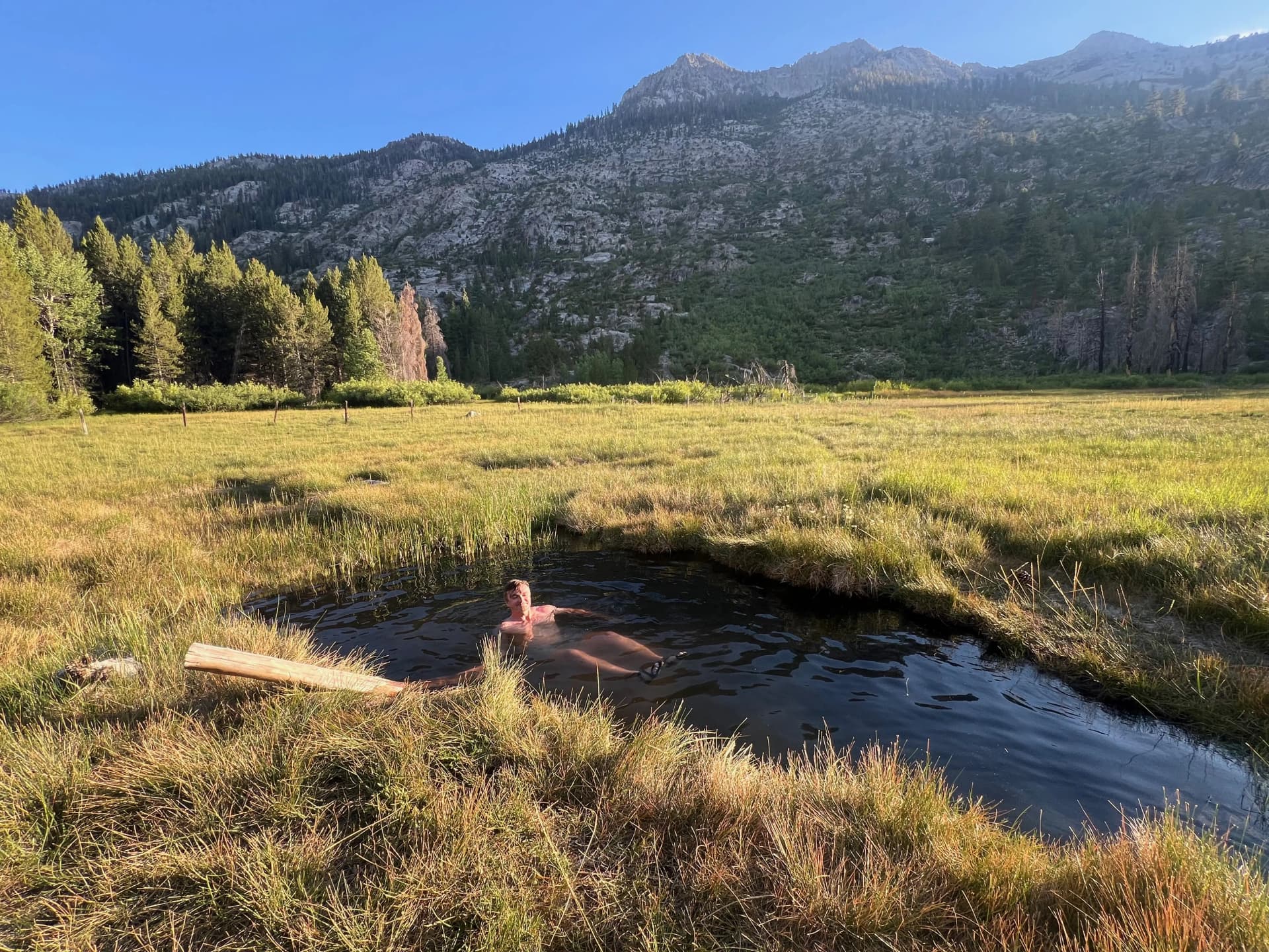 This pool was luke warm, but there were several other pools in the meadow.