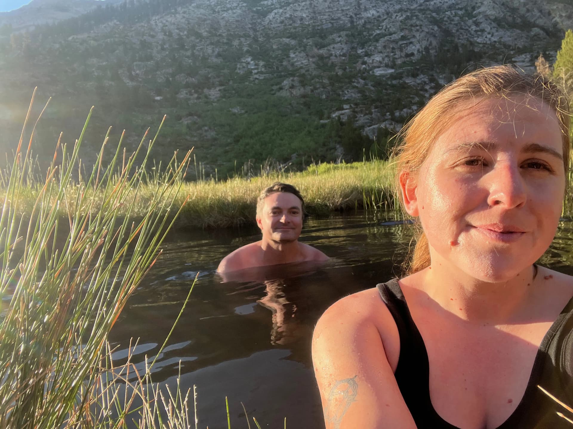 Enjoying the warm water with my love after a long hard day.