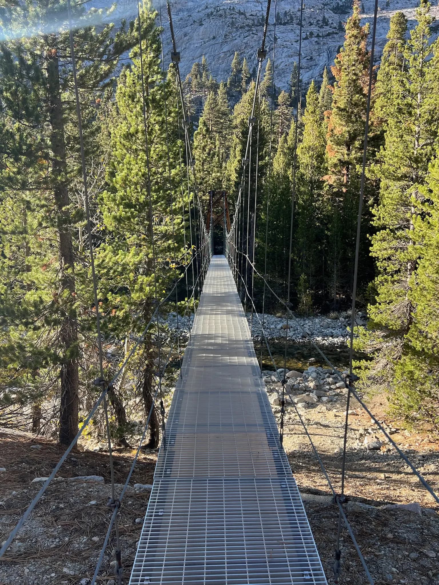 One of the coolest suspension bridges ever built on the JMT.