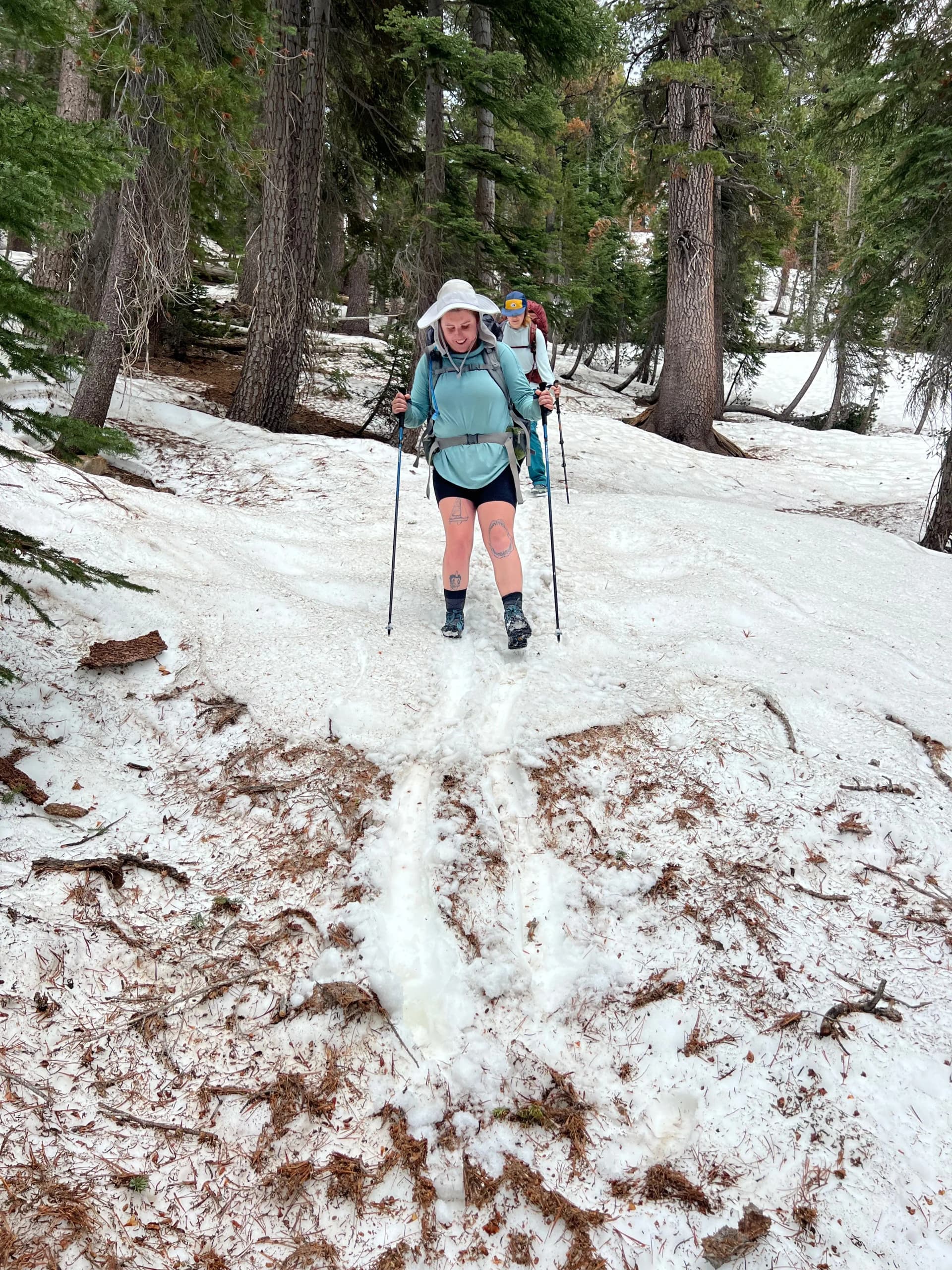 Hiking through snow