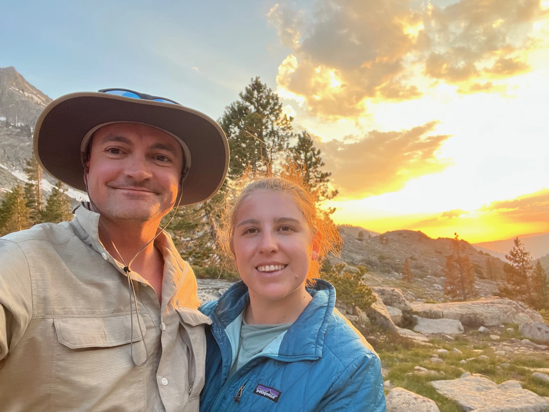Me and the love of my life enjoying a beautiful sierra sunset after a long hard day.