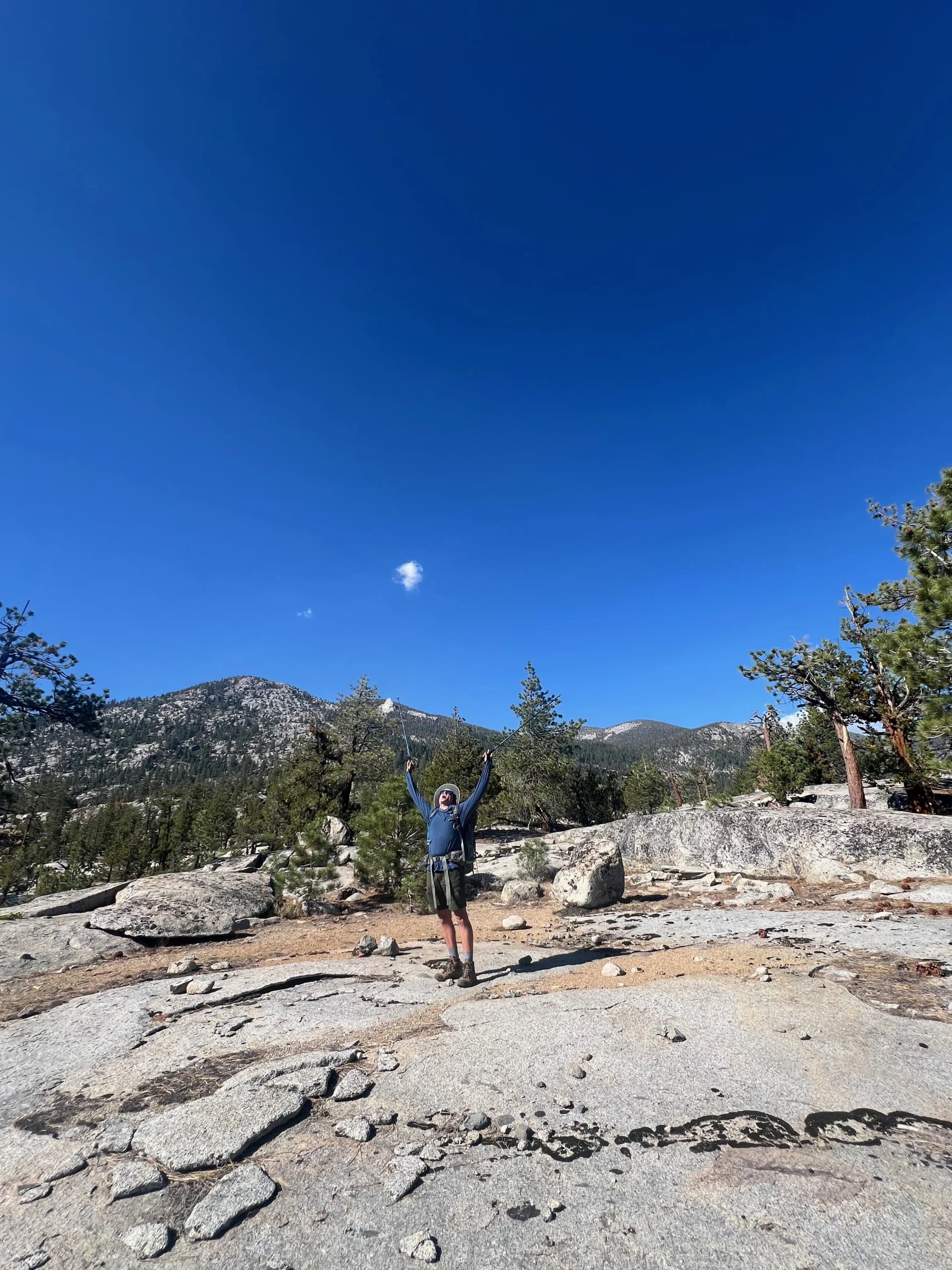 Trying to find the trail, exasperated.