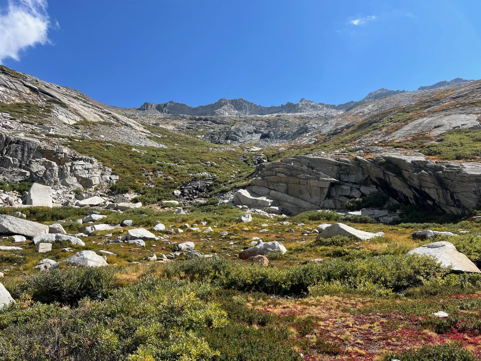 Looking back up to Elizabeth Pass.
