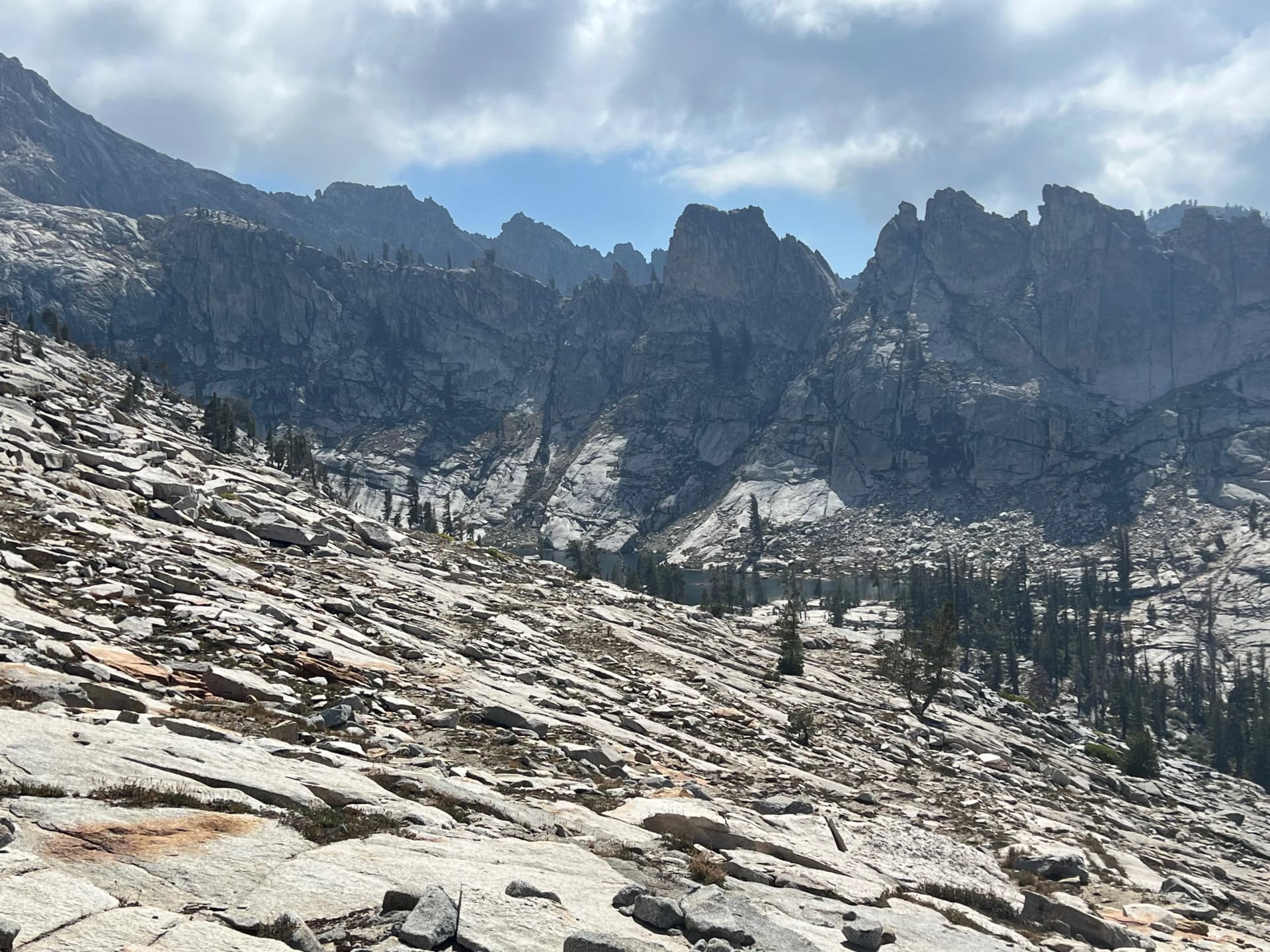 First view of Pear Lake with much less cloud cover. Verifying that no people were camping!